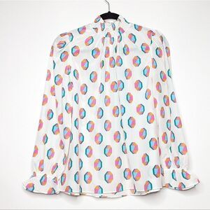 Tucker NYC Stella Top Pearl Geo in Silk Cotton Smock Mock Neck Semi Sheer